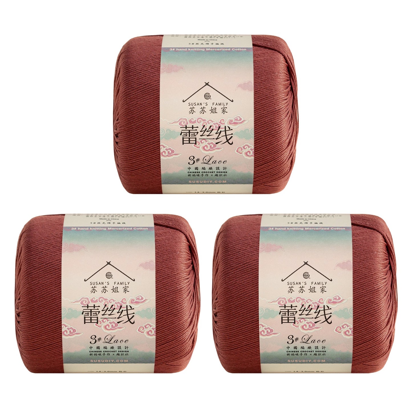 Susan's Family 3# Lace Yarn 3 Packs 【US Warehouse】