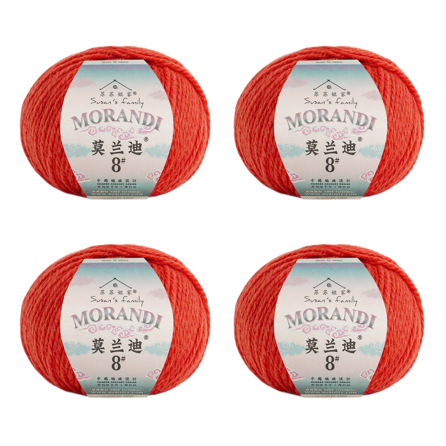 Morandi 8# Wool Yarn 4 Packs 【US Warehouse】