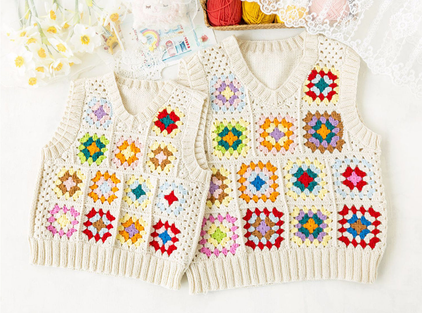 Granny Square Family Vest Crochet&Knit Pattern