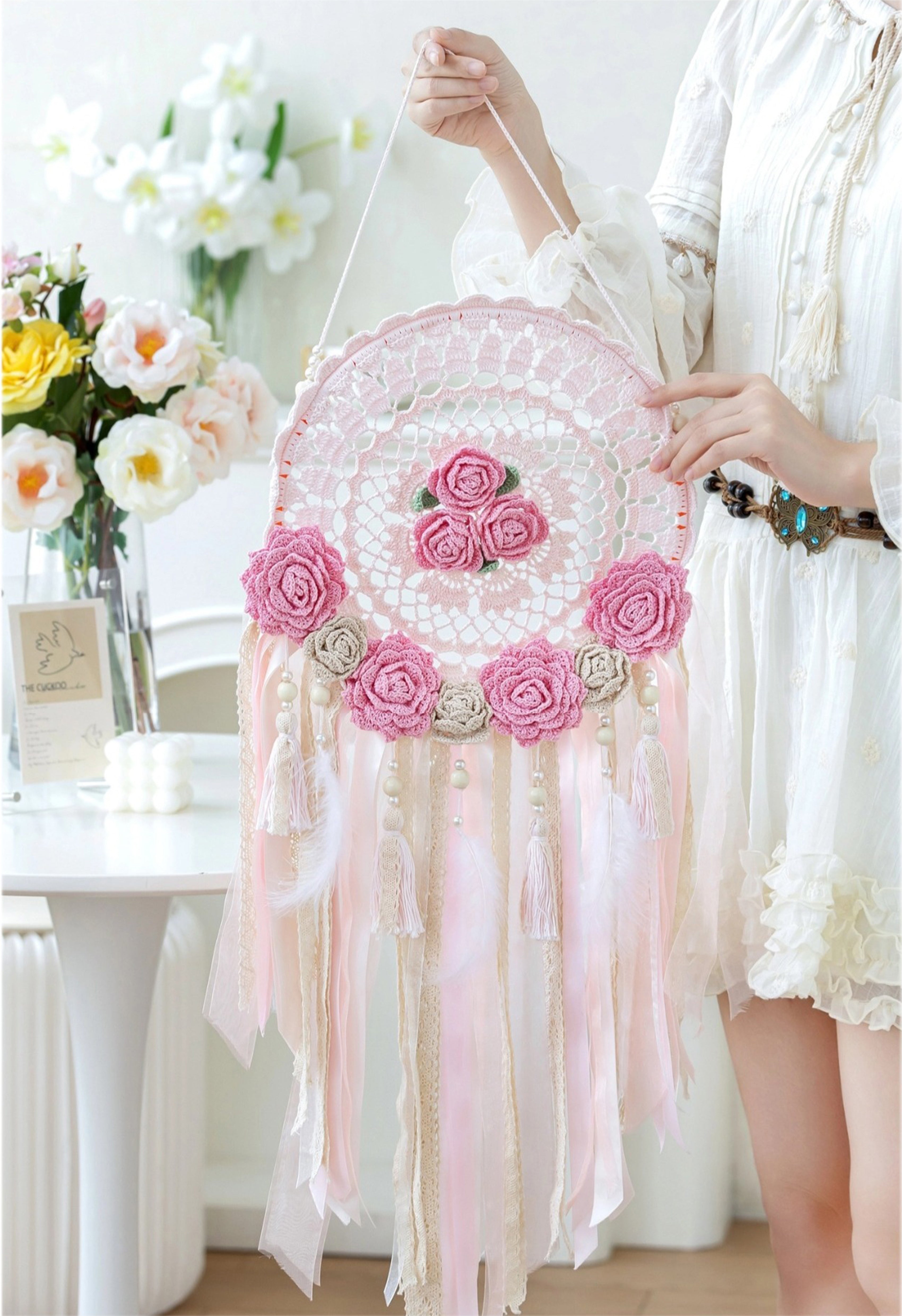 Rose Dreamcatcher Crochet Pattern | ローズのドリームキャッチャー