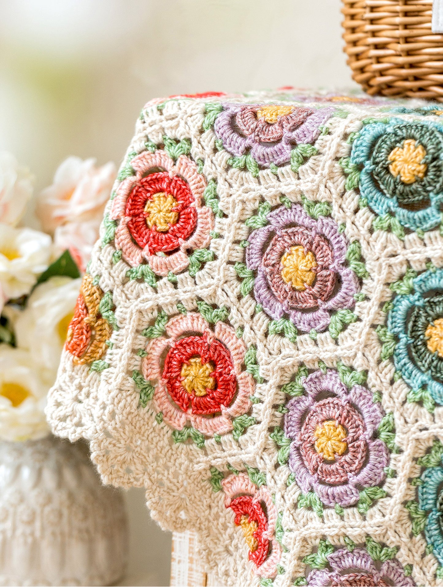 Rose Motif Blanket Crochet Pattern