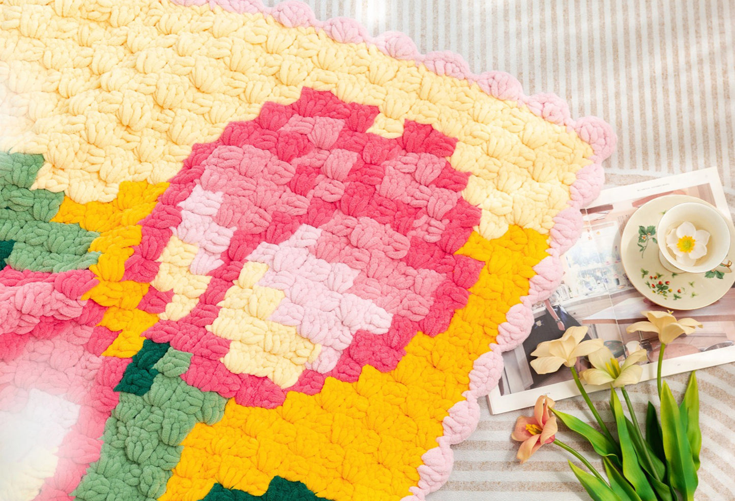 Flower Pixel Blanket Crochet Kit