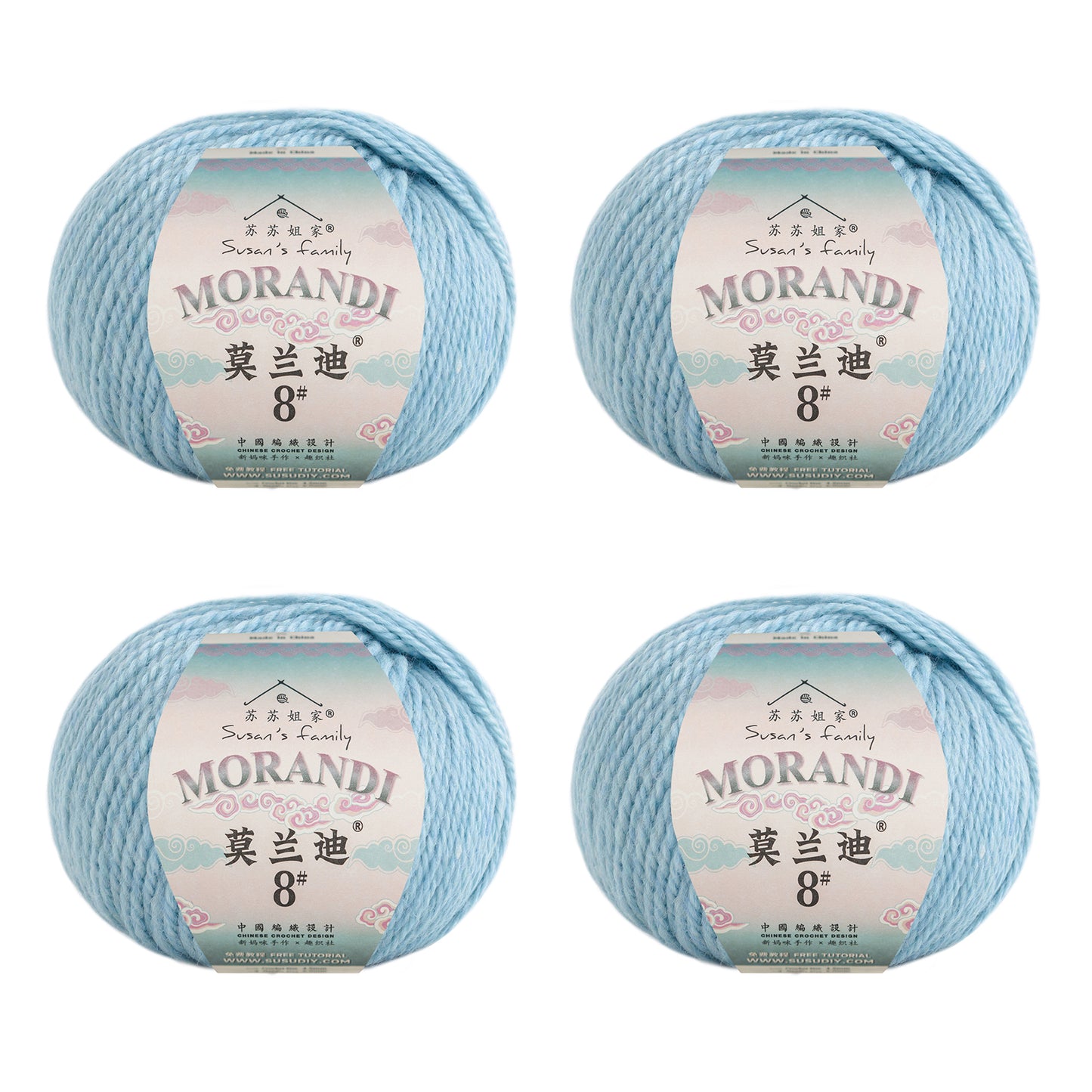 Morandi 8# Wool Yarn 4 Packs 【US Warehouse】