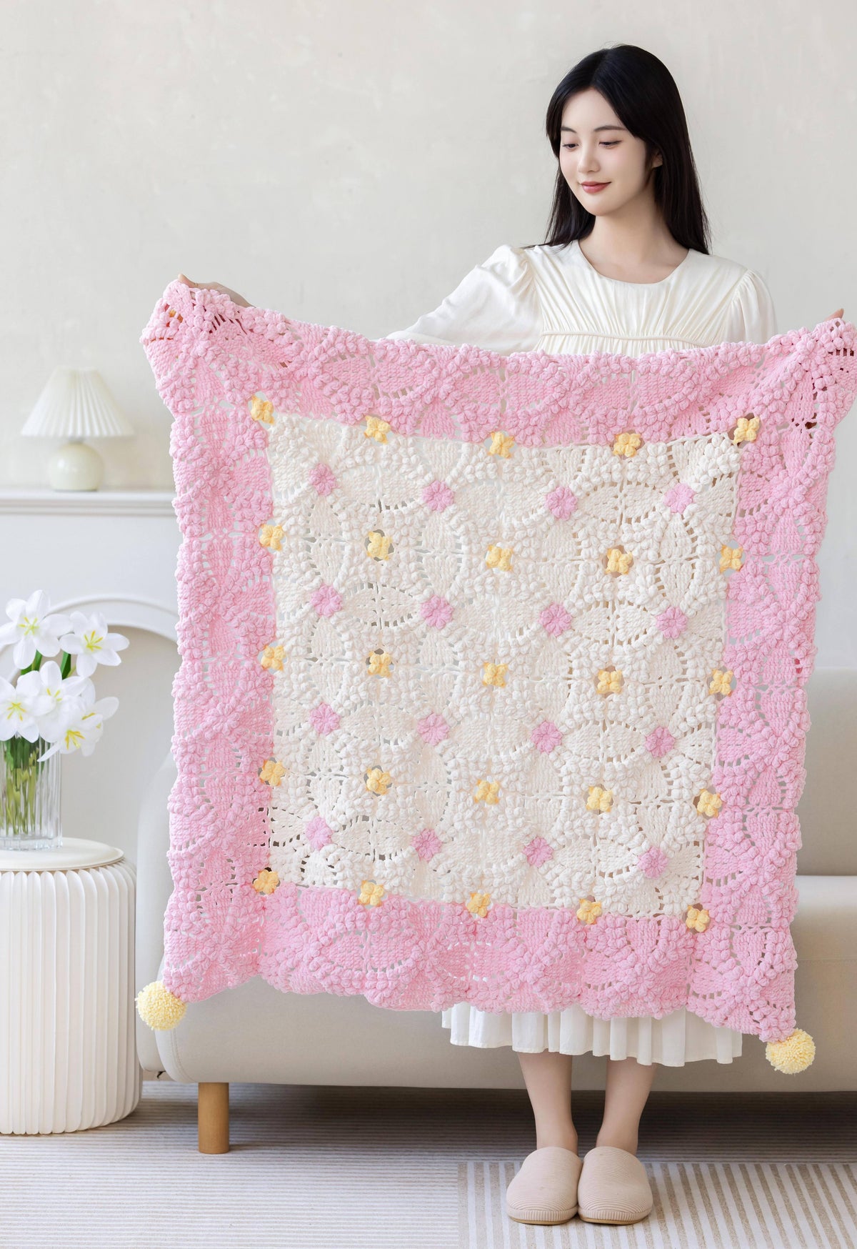 Pearl Blossom Blanket Crochet Kit