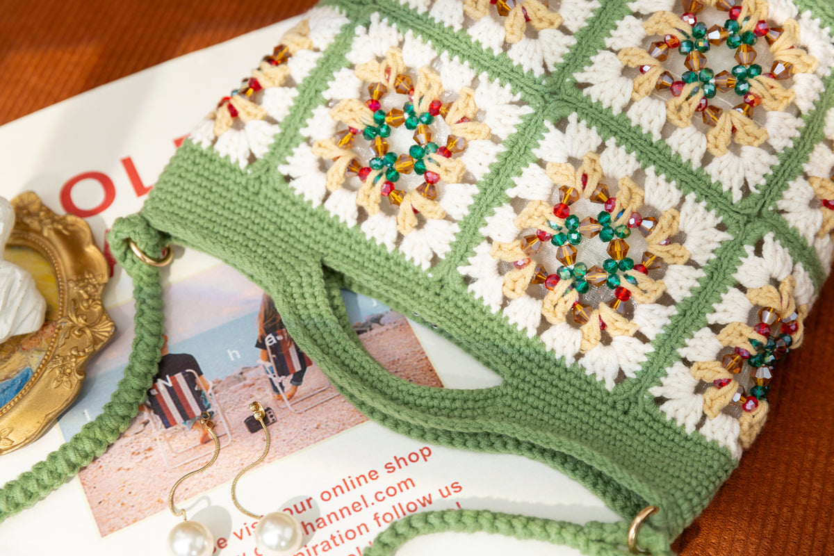 Granny Square Beads Bag Crochet Kit