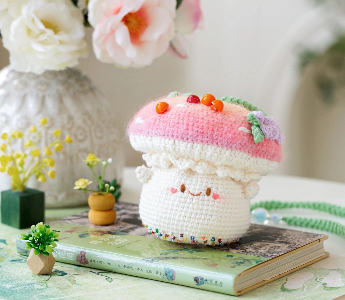 Mushroom Drawstring Bag Crochet Kit