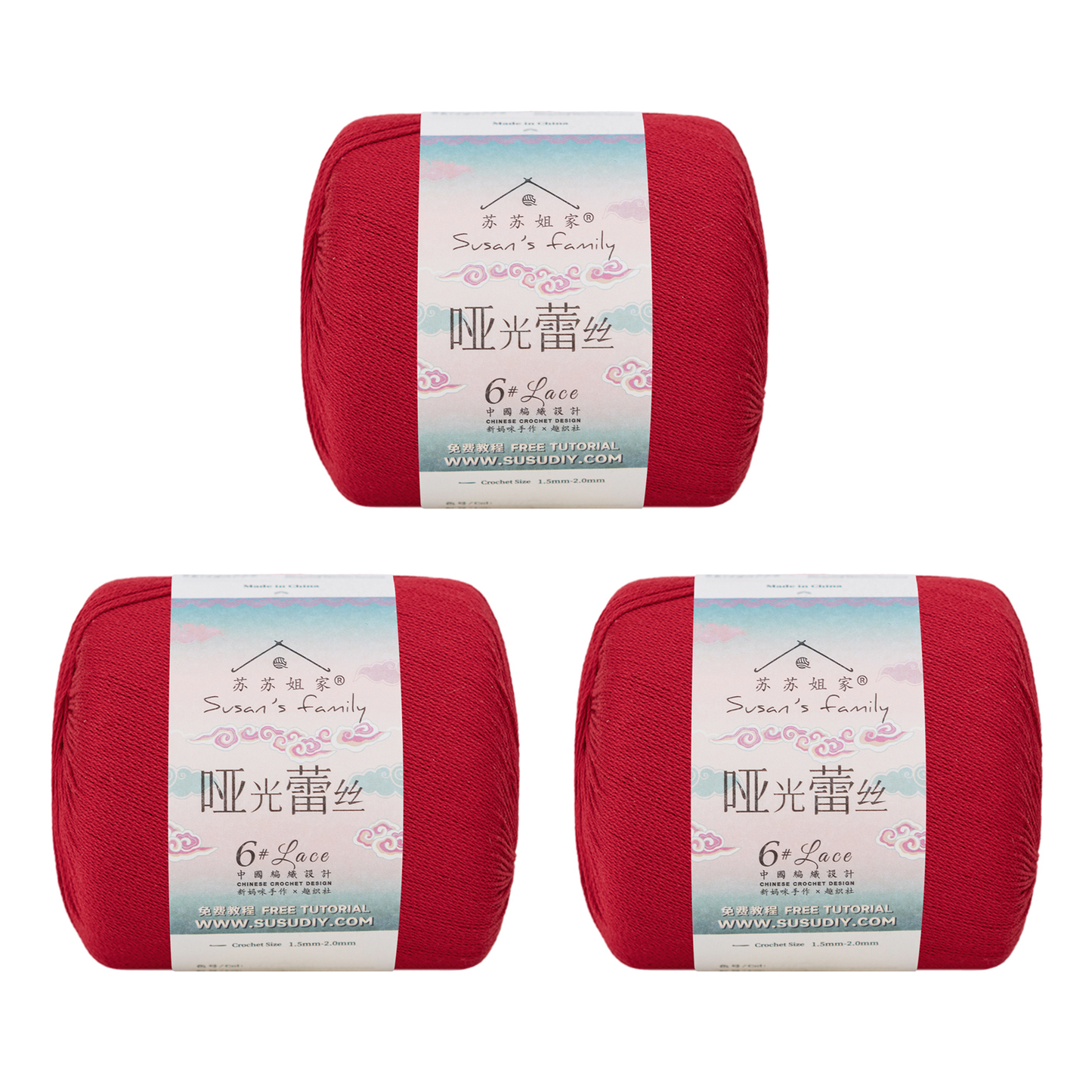 #6 Matte Cotton Lace Yarn  3 Pack【US Warehouse】