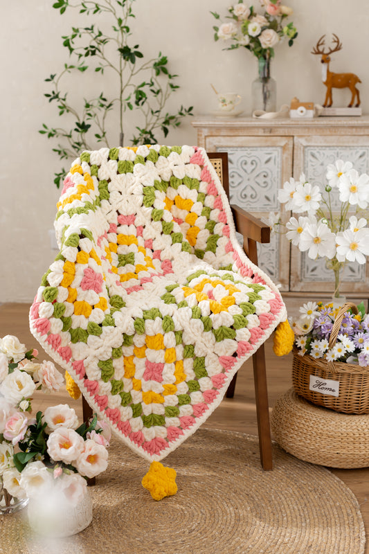 Puffy Square Throw Crochet Kit