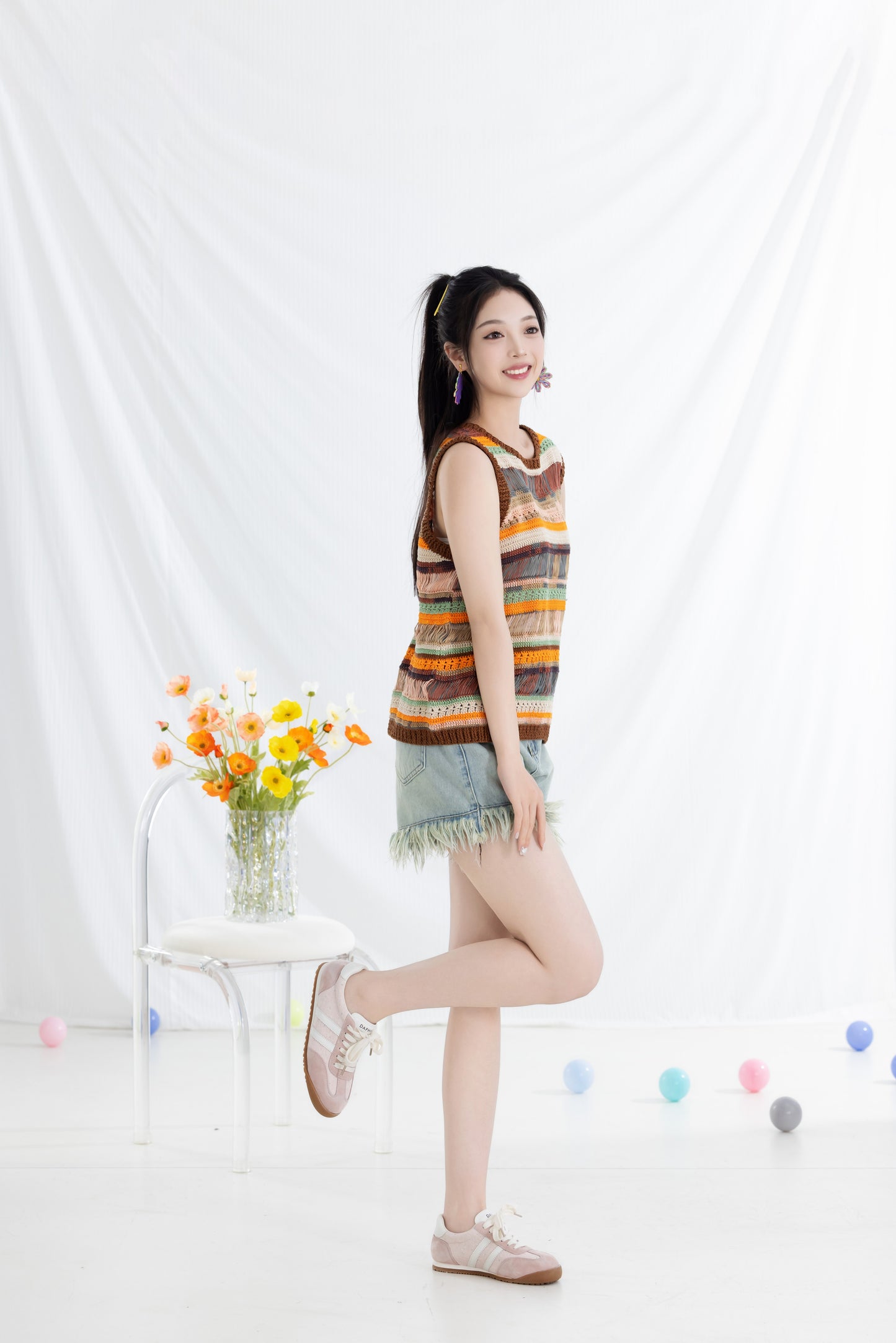 Striped Lace-Up Vest Crochet Pattern
