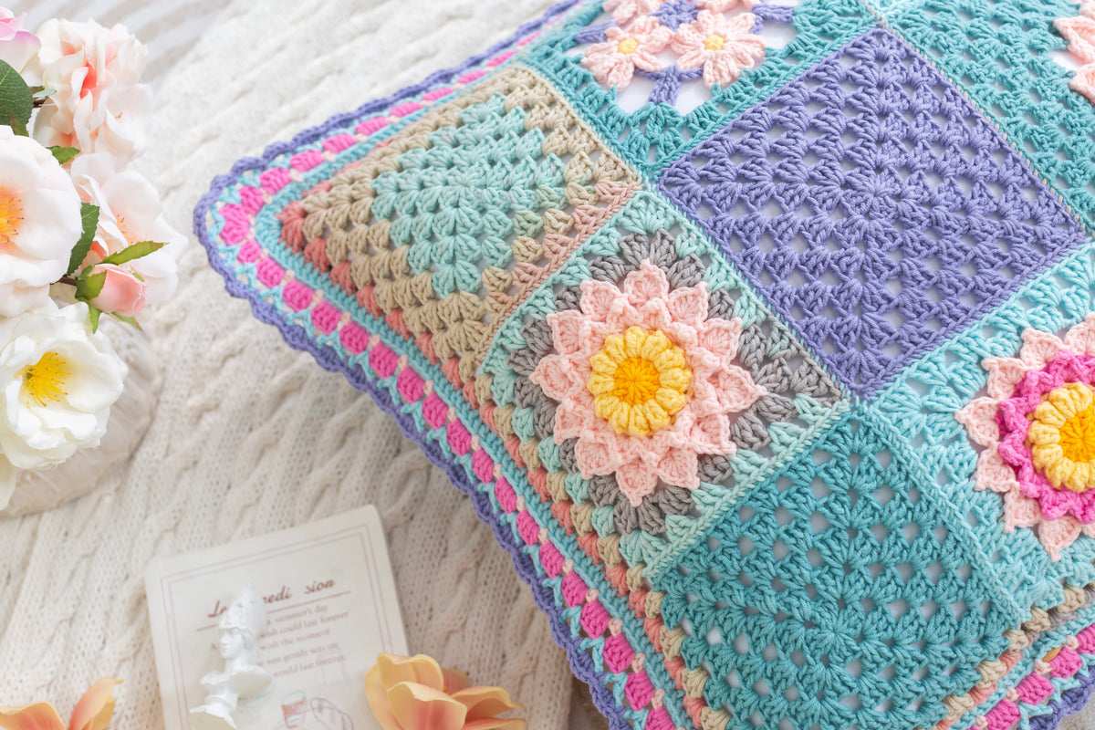 Sunflower Patchwork Pillow Case Crochet Pattern