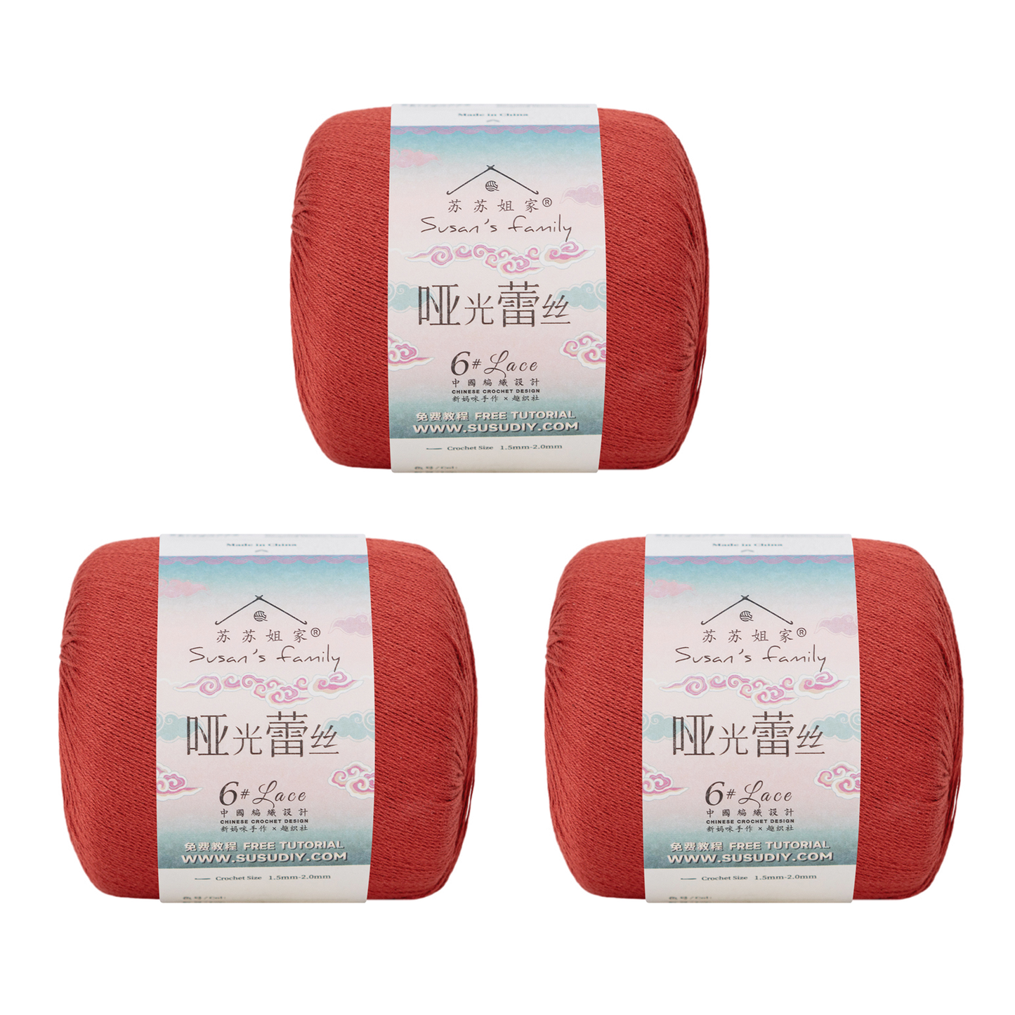 #6 Matte Cotton Lace Yarn  3 Pack【US Warehouse】