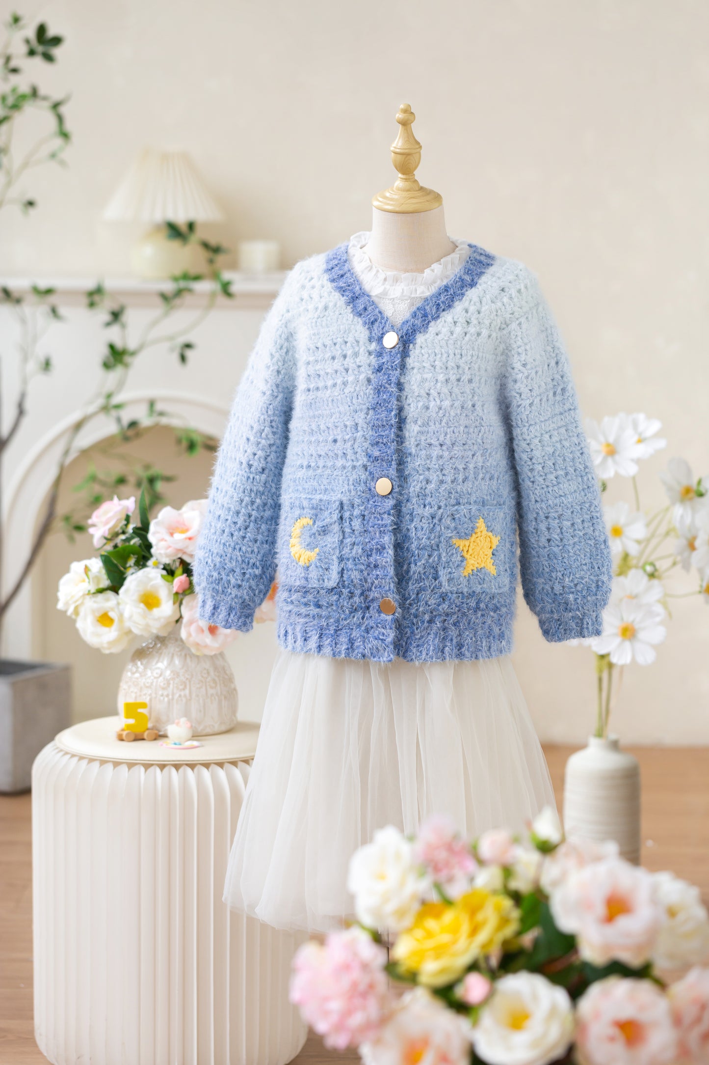 Star Moon Cardigan Crochet Pattern