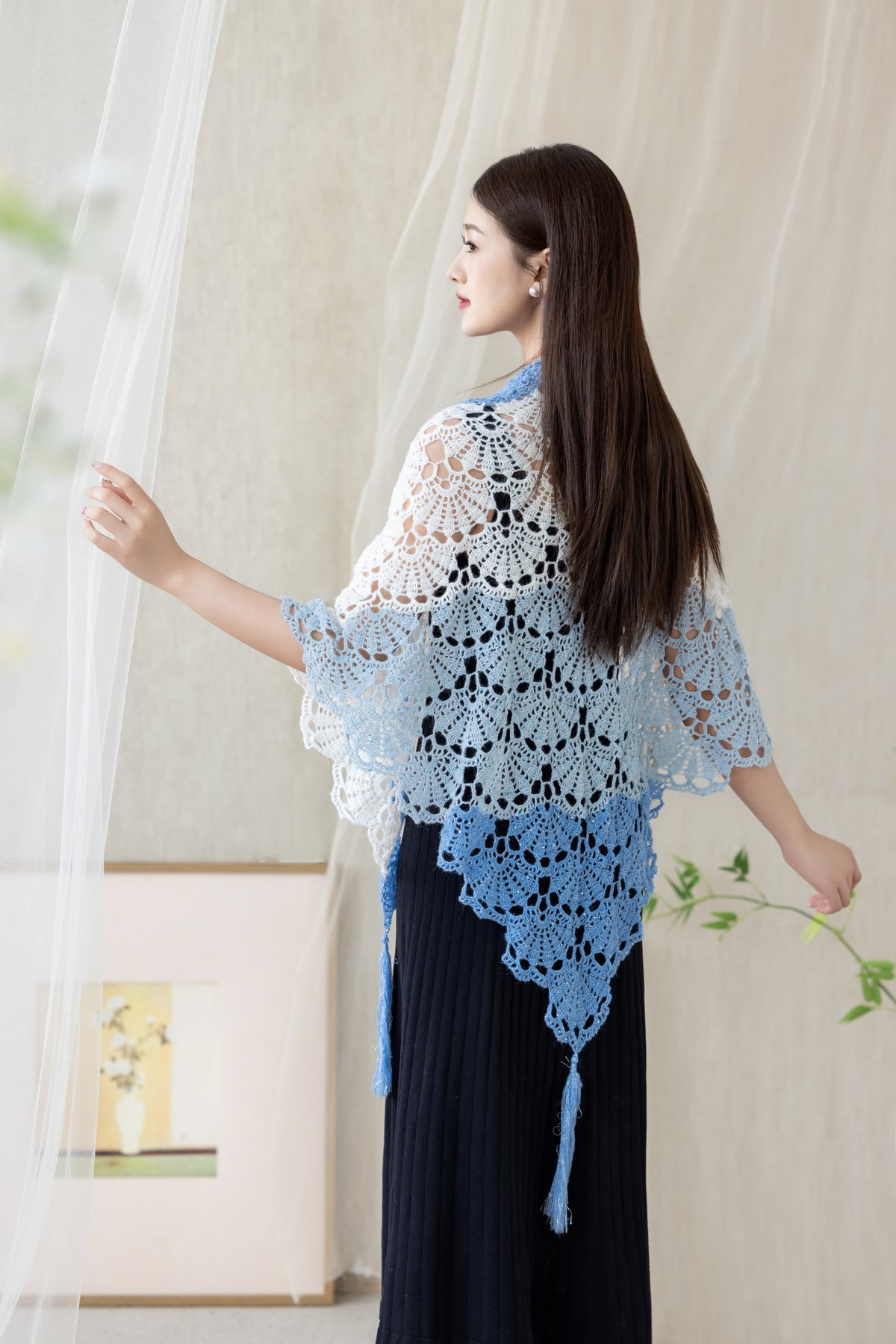 Shell-Glint Shawl Crochet Pattern