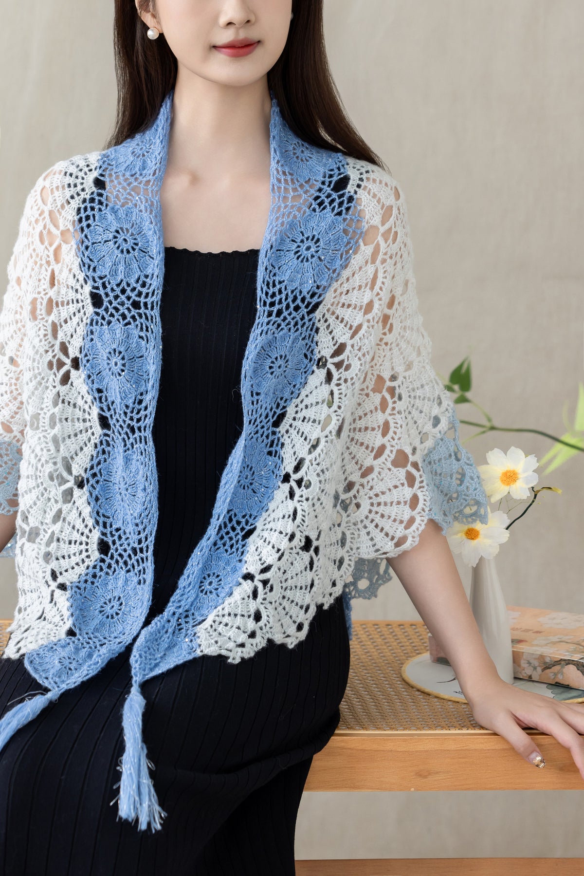 Shell-Glint Shawl Crochet Pattern