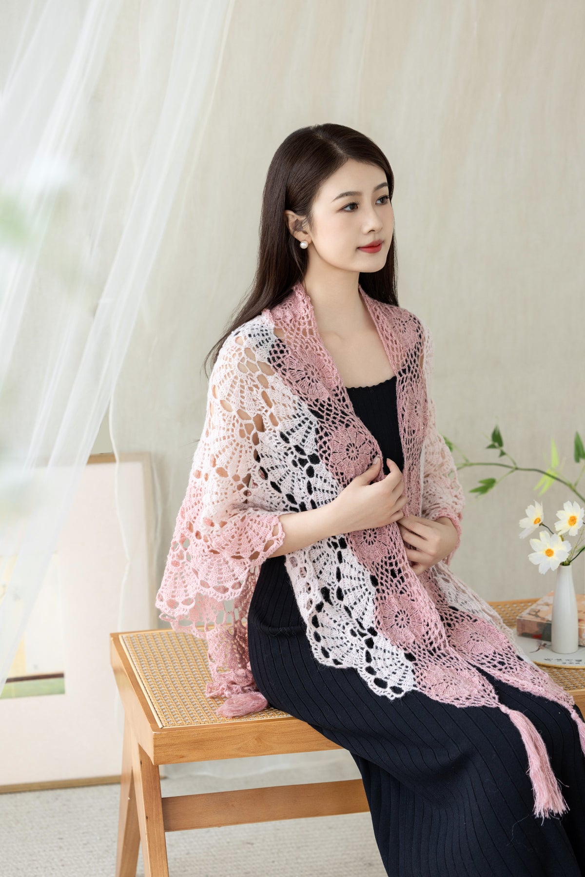 Shell-Glint Shawl Crochet Pattern