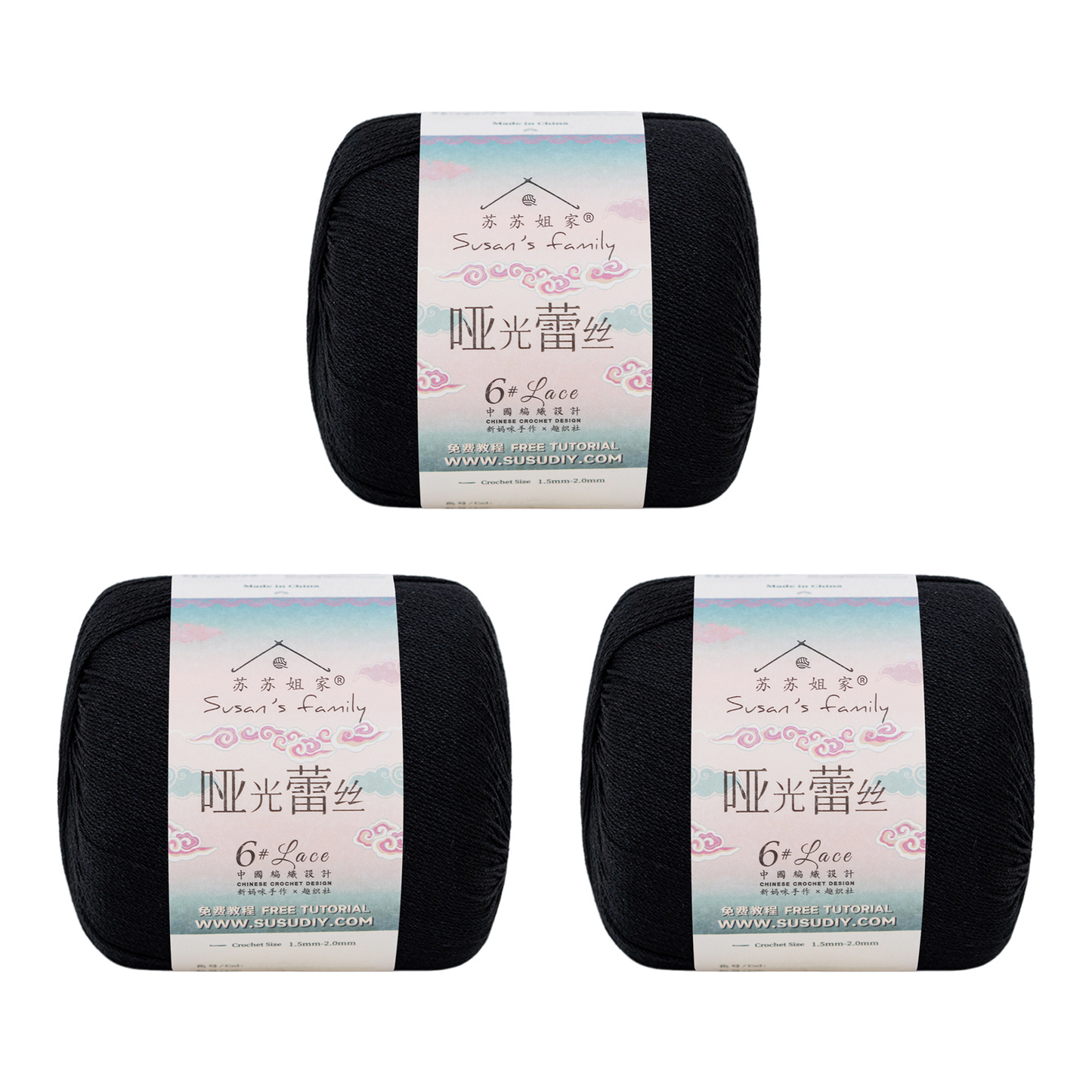 #6 Matte Cotton Lace Yarn  3 Pack【US Warehouse】