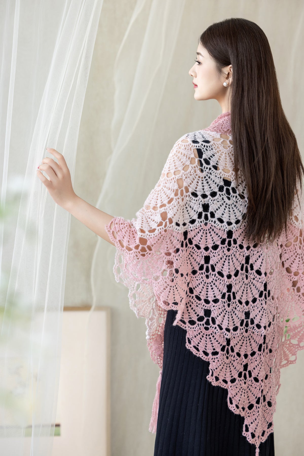 Shell-Glint Shawl Crochet Pattern