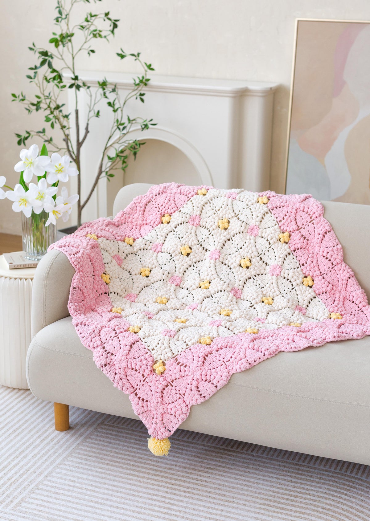 Pearl Blossom Blanket Crochet Kit