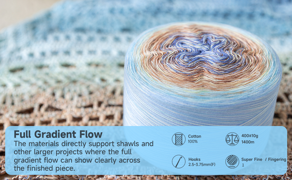 Susan's Family Summer Bloom Gradient Cotton Yarn -2 pack 【US Warehouse】