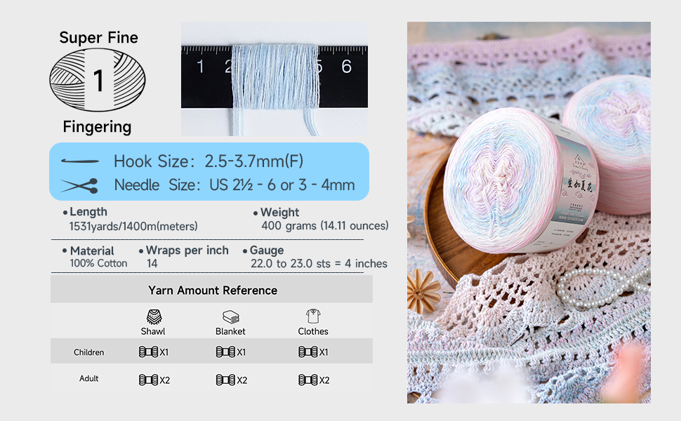 Susan's Family Summer Bloom Gradient Cotton Yarn -2 pack 【US Warehouse】