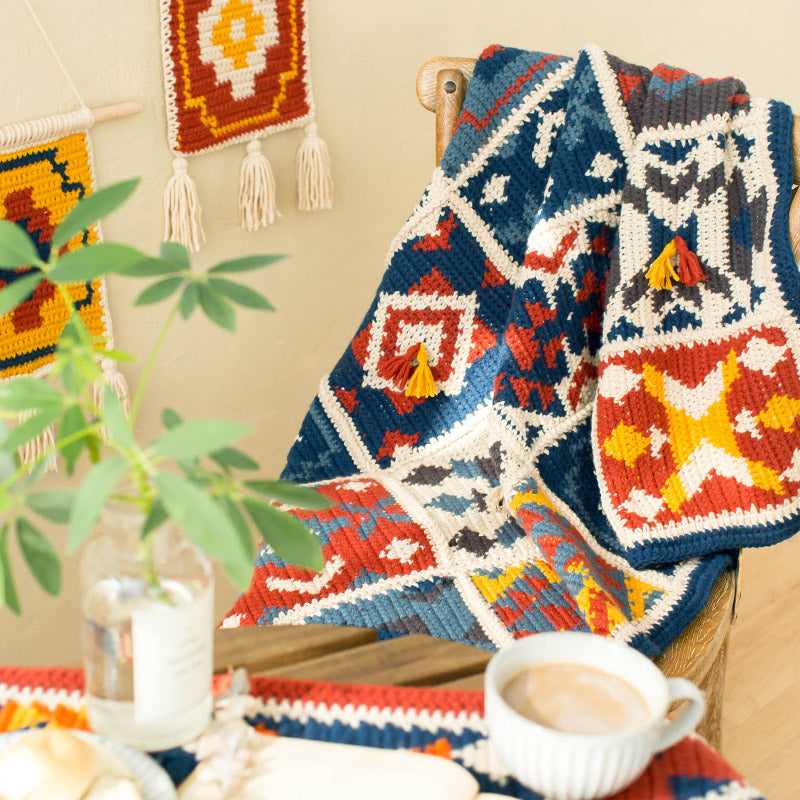 Indian Geometric Blanket Crochet Yarn Kit