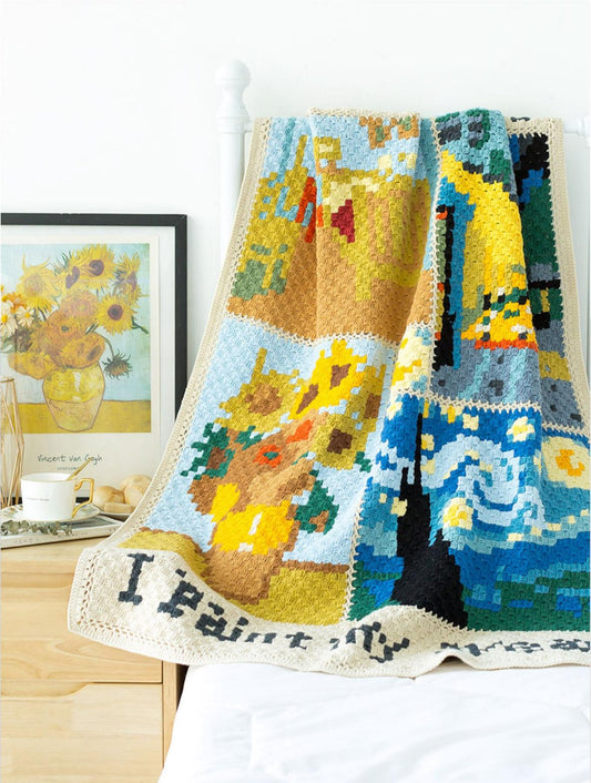 Mondrian Pixel Blanket Crochet Digital Pattern