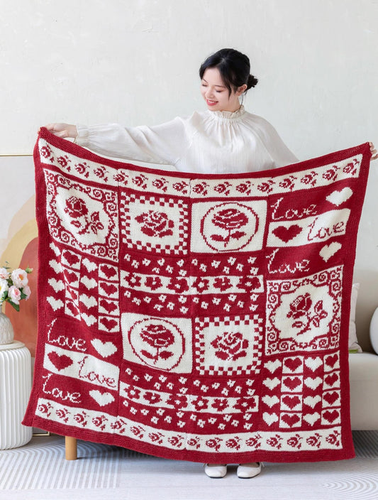 Romantic Rose Blanket Knit Yarn Kit