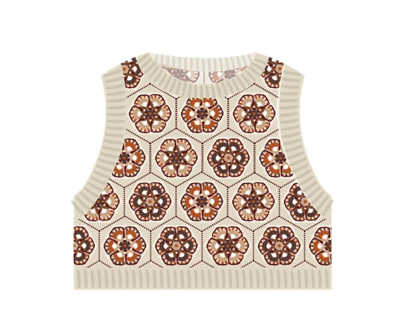 Kit de crochet pour gilet à motif porcelaine Lang | La famille de Susan