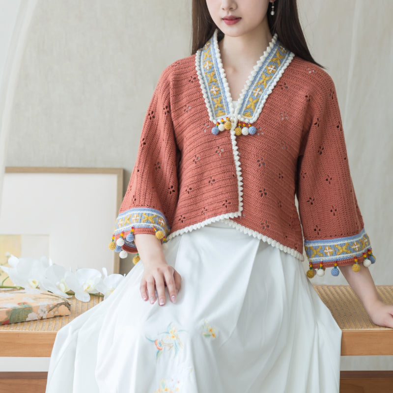 せんよう　　handmade outfit Morning Clouds Cardigan Crochet Yarn Kit | Chinese Aesthetics