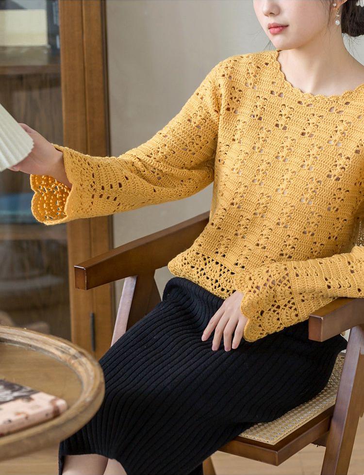 Jianshu Bell Sleeve Sweater Crochet Kit