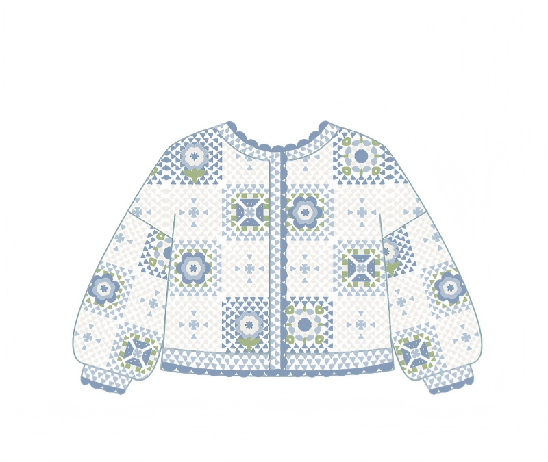 Doman Motif Patchwork Jacket Crochet Kit