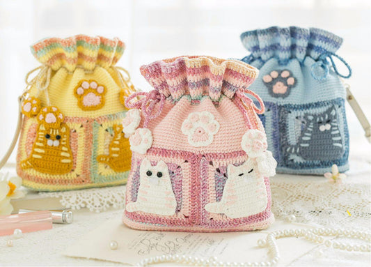 Kitty Drawstring Bag Crochet Kit