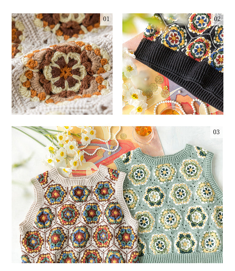 Kit de crochet pour gilet à motif porcelaine Lang | La famille de Susan