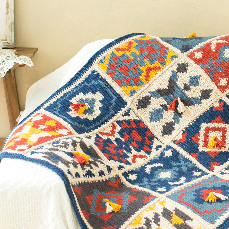 Indian Geometric Blanket Crochet Yarn Kit