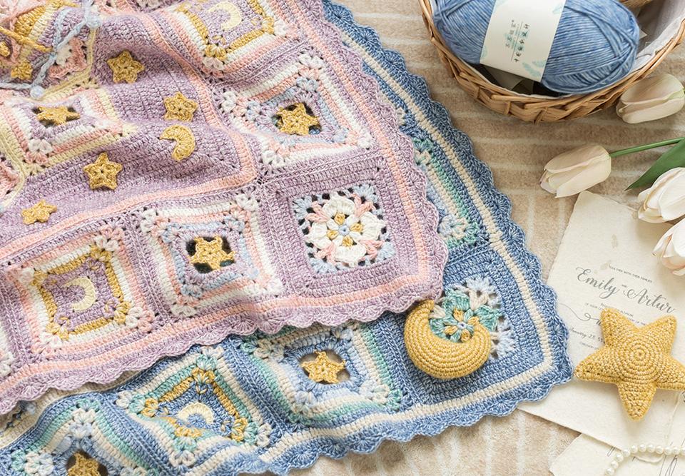 Kit de fil à crocheter pour couverture « étoiles et lunes oniriques » | La famille de Susan