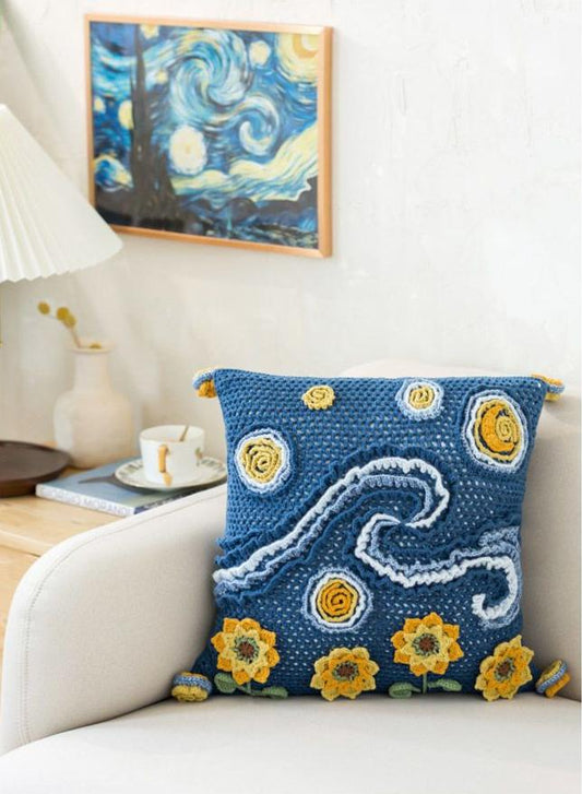 Sunflowers in Starry Night Cushion Case Crochet Digital Patten