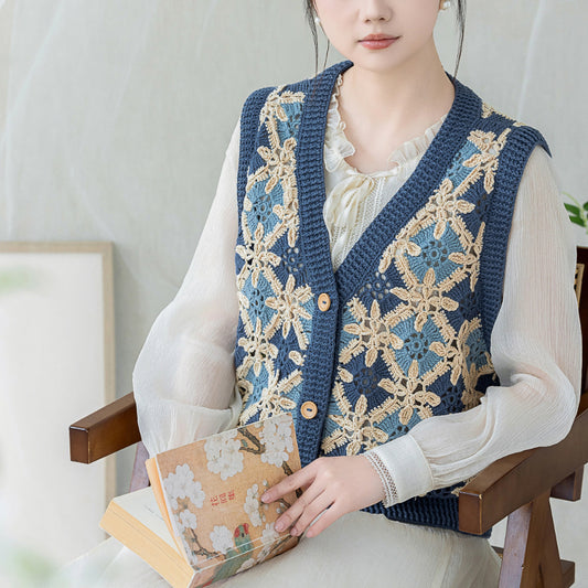 Lotus Patchwork Vest Crochet Yarn Kit | Chinese Aesthetics Series | Susan's Family