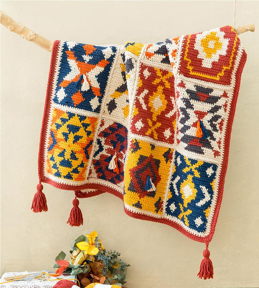 Indian Geometric Blanket Crochet Yarn Kit