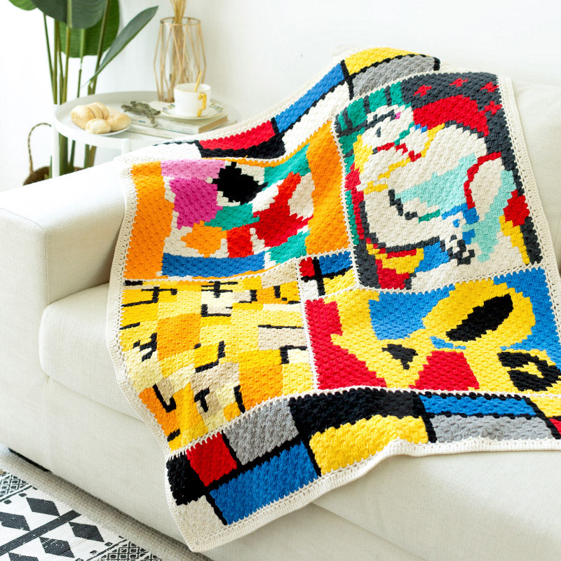 Mondrian Pixel Blanket Crochet Digital Pattern