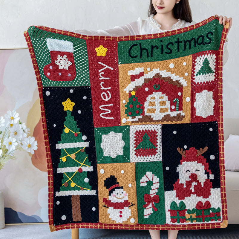 Christmas Snowy Night Blanket Crochet Yarn Kit | クリスマスの