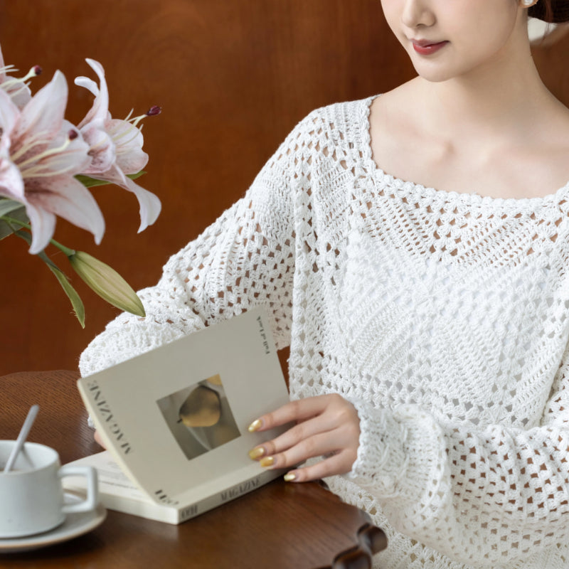 Häkelanleitung für einen Pullover mit Kamille