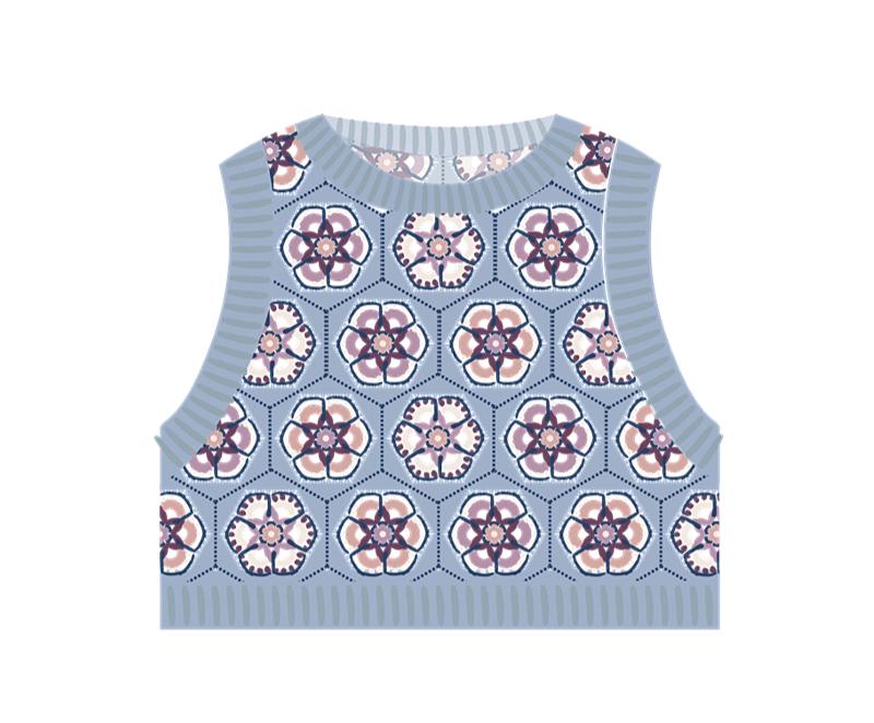 Kit de crochet pour gilet à motif porcelaine Lang | La famille de Susan