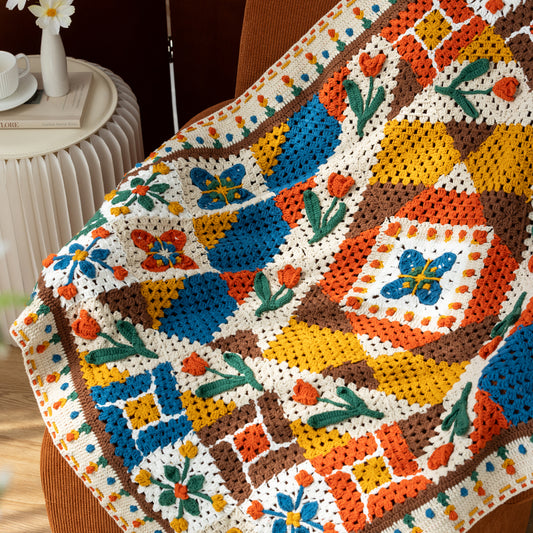 Tulip and Windmill Blanket Crochet Digital Pattern