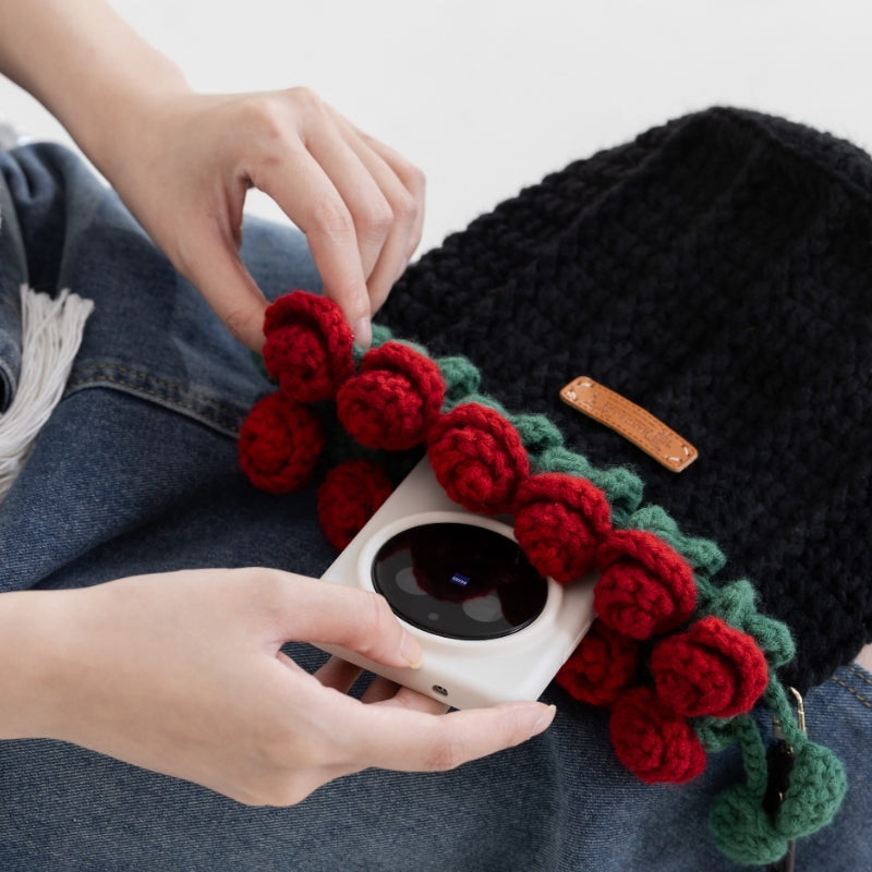 Rose Drawstring Bag Crochet Pattern