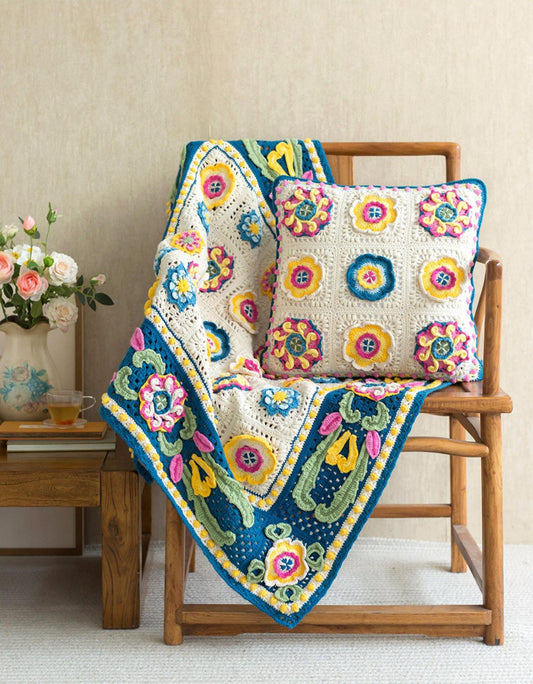 Floral Brocade Blanket Crochet Yarn Kit