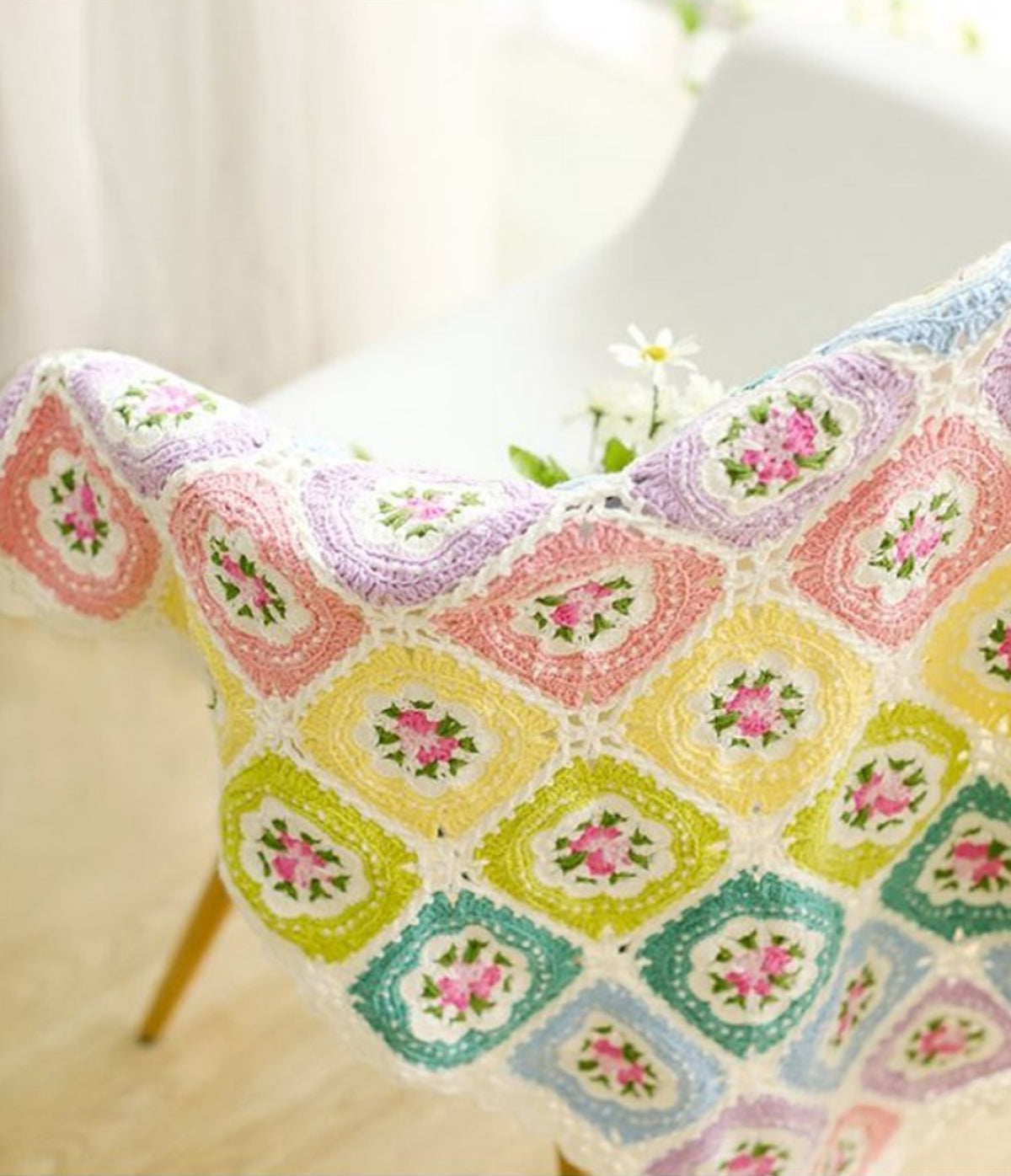 Retro Rose Print Crochet Pattern