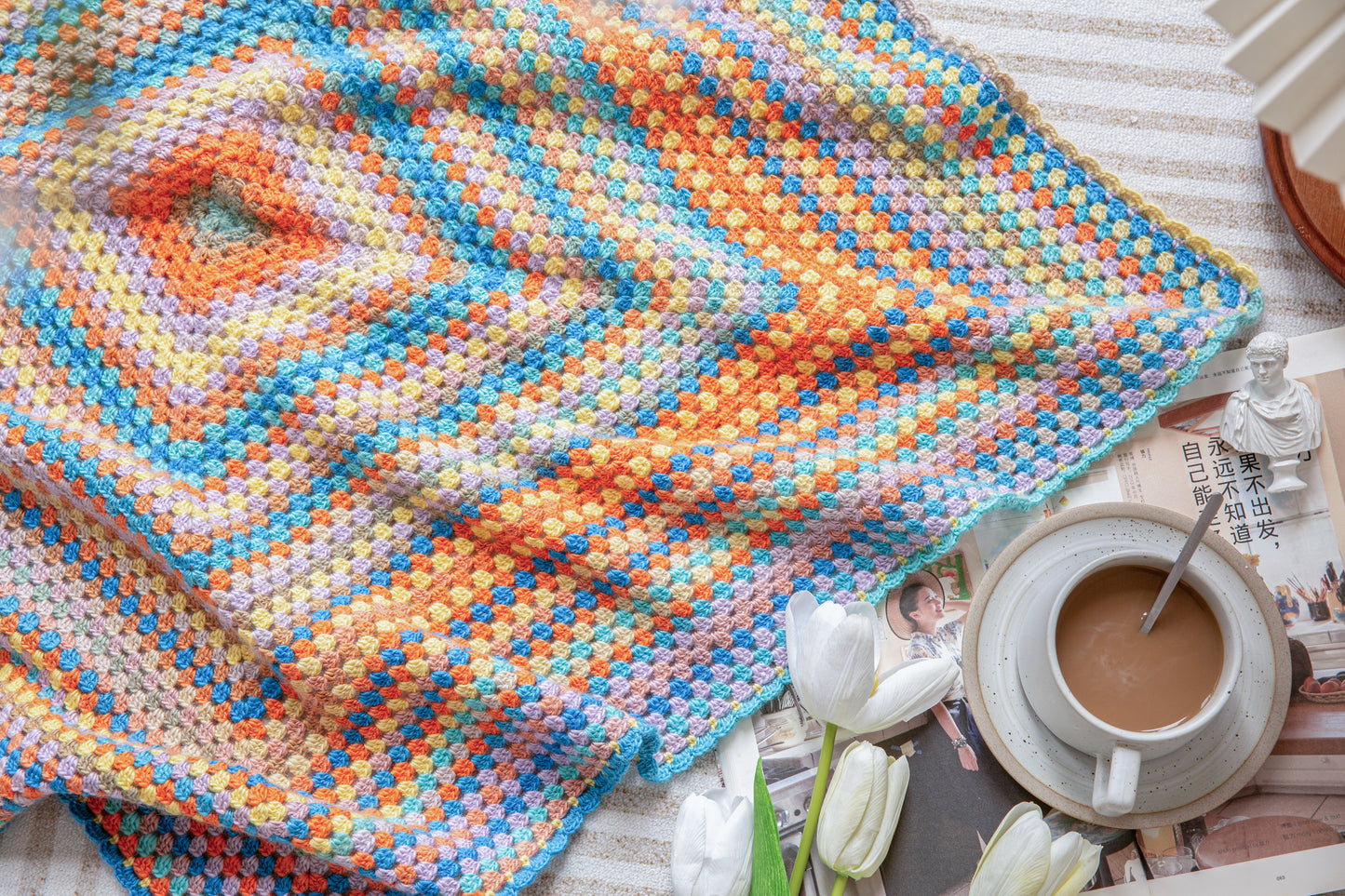 Grannysquare Pillow Blanket Crochet Pattern