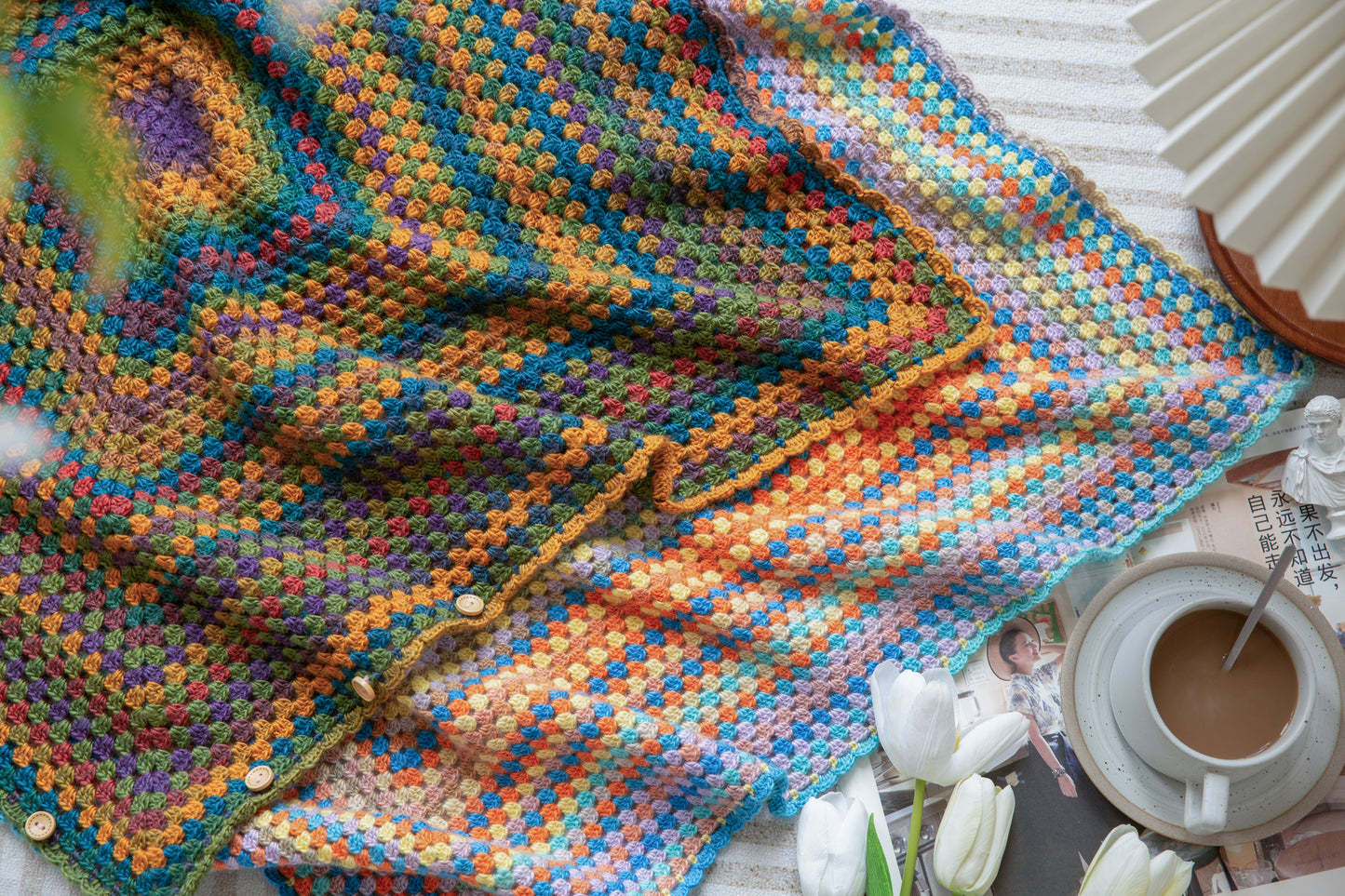 Grannysquare Pillow Blanket Crochet Pattern