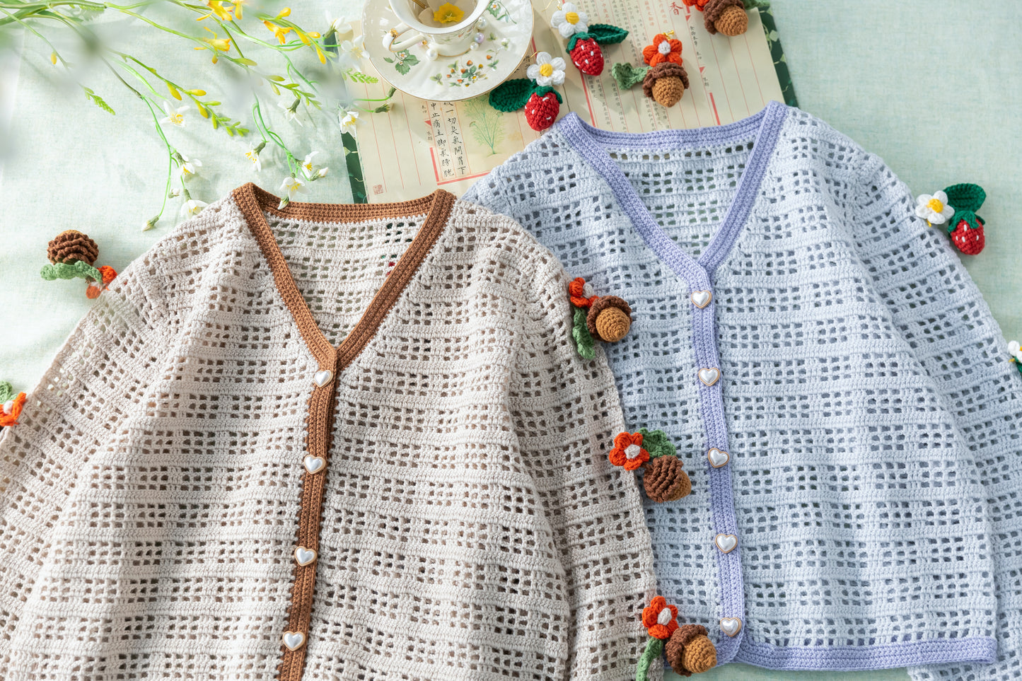 Acorn Strawberry Cardigan Crochet Pattern