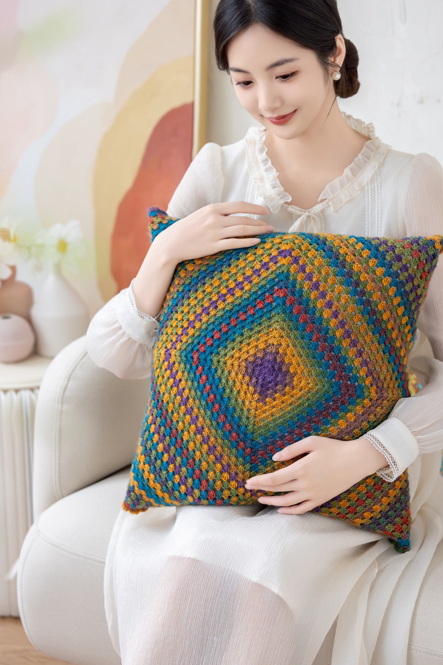 Grannysquare Pillow Blanket Crochet Pattern